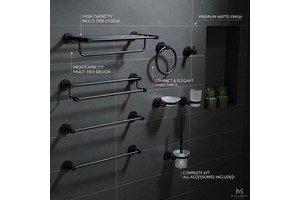 Black Bathroom Hardware Set Wall Mounted Towel Rack and Toilet Accessories Kit with Drill and No Drill Installation for Bathroom