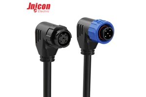 M16 5 Core Push Pull Self Locking Connector 8A 125V IP67 Right Angle Molded Cable Plug for Sensor LED