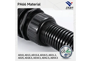 Black PA66 Plastic Corrugated Hose with Threaded Connection Thickened Flexible Cable Sheath and Opened Wire Black Plastic Pipe
