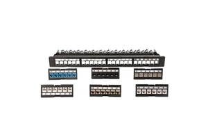 Easy Disassemble 24-Port 1U 19-Inch UTP Blank Patch Panel with RJ45/RJ11 Modules for CAT5E/CAT6/CAT6A/CAT7 Cabling