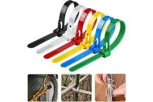 100pcs 50LBS 8inch Releasable Nylon 66 Multi Color Cable Tie Flexible Wire Cable Ties