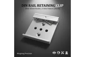 35mm Aluminum Din Rail Mount Clip With Practical Fixed Clamp Fasten 45mm Wide 20 Hole Spacing Silvery Color Snap Hook