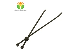 156-00999 Black Automotive Double Loop Cable Tie and Fixing Tie for Cable Bundles, Inside Serrated