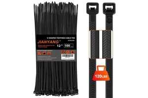 4.8*300mm Nylon Cable Ties V-Shaped Toothed Self-Locking Heavy Duty and Durable with 120 LBS Tensile Strength