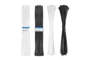 BWB PA 6 Zip Ties 100 PCS 15 Inch Black White Self-Locking Industrial Cable Ties for Wire Management