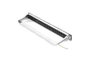 Flat Blank FTP Patch Panel for Keystone Modules, 24-Port, 1U, Cable Management Bar Included, Black
