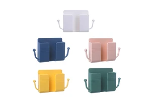 New Wall Mount Phone Holder Self-Adhesive Wall Organizer Storage Box Plastic Charging Phone Stand Brackets Holder for Bedroom