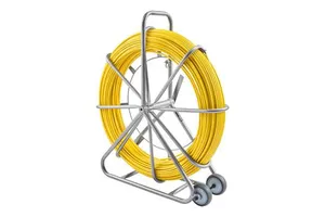 Fiberglass Duct Rodder 656 Ft 5/16 In Steel Reel Stand Non Conductive Fish Tape Cable Conduit Wire Puller