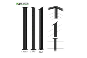 DF 4mm Wire Rope 316 Indoor Cable Railing Post Railing Outdoor Balcony Stainless Steel Post 3/16 1/8 42" 36" All Black
