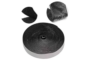 Black Nylon Adhesive Hook Loop Tape Heavy Duty With Backing Strong Back Adhesive Fasten Mounting Straps for Home or Office Use