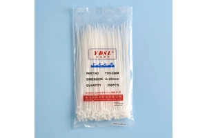 China Factory Plastic Nylon Cable Tie Black 4.8*250mm 8 Inch Anti-UV Plastic Cable Tie 40lb Tension 3.6mm Zip Tie 100pcs