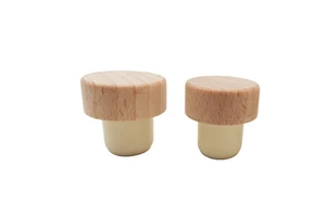 Wholesale Quality Stopper Wine Cork Sealing Plug Wine Bottle Wooden Cap T Shape Non-Spill Whisky Vodka Bottle Stopper