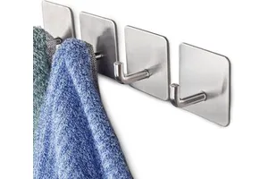 Nordic Wall Mounted Metal Adhesive Hook Stainless Steel Bracket Towel Hook for Hanging Clothes