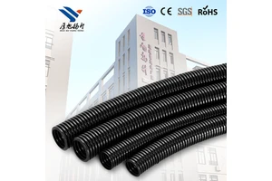 Heavy Wall IP65 IP67 Waterproof Split Open Black Flexible Pipe Wire Cable Loom Protection Sleeve PA66 Nylon Corrugated Conduit