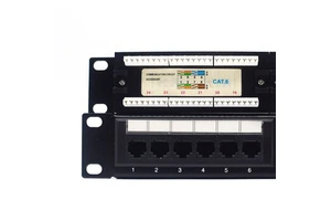 Wholesale Price UTP Patch Panels 12/16/24/32/48 Ports Cat6/Cat5e Low Price Shutter Door and Label Mark Fiber Patch Panel