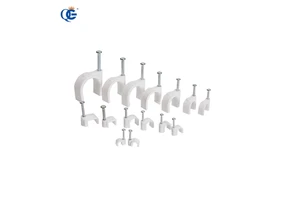 18-50mm Round Plastic Cable Clips with Steel Nails, Multi-Size Wire Fastener Clips