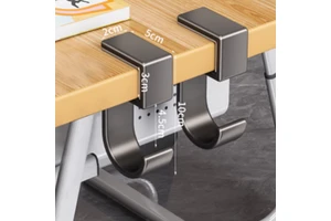 Portable Self Adhesive Metal Bracket Holder Adjustable Headset Stand Table Bag Towel Storage Hook Under Desk