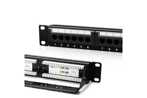ZOERAX 24 Port 19 Inch Network Patch Panel Cat6 RJ45 Fiber Optic UTP Rear Cable Management Rack Telecom Parts Black