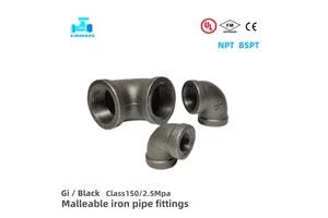 FM UL BSPT NPT Malleable Iron Heavy Gi Pipe Fitting Black Iron Pipe Fitting M&F Elbow Closed Nipple Water Pipe Fittings 1/2~6''