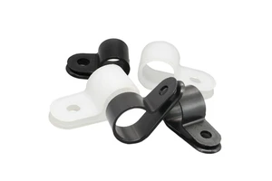 Black Plastic Screw Mounting R Type Cable Clamp Fastener Wires Cord Clip Hoonsun HXZD-5.2 Customizable Size