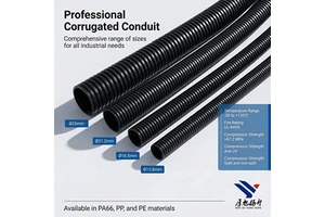 PA66 Split Corrugated Tube, No-Disassembly Installation, Chemical & Weatherproof for Industrial Machinery & Outdoor Use