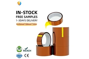 20mm Width High Temperature Resistant Silicone Adhesive Amber Polyimide Tape Flame Retardant Heat Proof Insulating Kapton Tape
