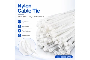 Virgin PA66 Material Smooth Burr-Free 150mm 200mm 250mm 300mm Standard White Natural Home Office Self-Locking Nylon Cable Tie