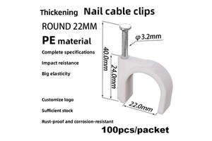 Hot Selling R-Type Cable Ladder Wire Rope Clip 22mm Steel Nail with Plastic Network Management Tool 3.2*40mm 100PCS Cable Clips