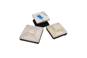 12.5mmx12.5mm White and Black Nylon66 Wall Tie Mounts Cable Tie Mounts with Adhesive Back Fixed Wire Cable Tie Mounts