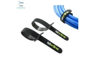 Black Nylon Hook Loop Cable Tie with Custom logo