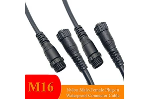 M16 Portable Easy Install Quick Lock IP67 Waterproof Housing Copper Gold Plating RF Solar Power System Nylon Cable Connector