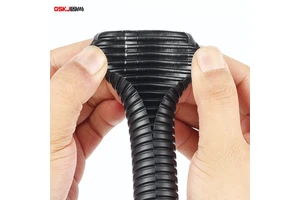 GSKJ Non-Split Wire Loom Black Corrugated Tube Flexible Wire Conduit Hose for Cable Bundling Protection