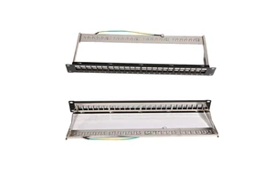 Superior quality 24 port STP Blank Patch Panel with back bar available for Cat5e or Cat6 Keystone Jacks
