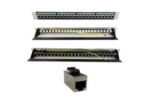 19 Inch 1U UTP FTP RJ45 Cat5e Cat6 Cat6A Blank Network Patch Panel 24 Port Rack Mount Unloaded Empty Patch Panel