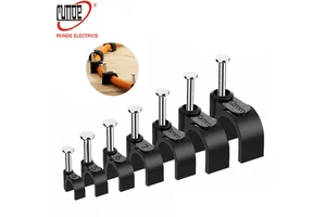 100pcs Cable Clamps Nail Black Round Ethernet Cable Wall Clips Cable Tacks Coax Cable Clip Speaker Wire Clips