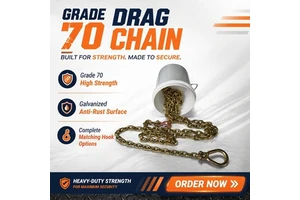 G70 Drag Chain Yellow Zinc Galvanized Alloy Steel Transport Chain With Clevis Grab Hook And Lug Link For Truck Cargo Tie Down
