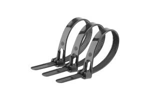 7.2*250mm Reusable Plastic Nylon Cable Ties 10inch Computer Wire Loop Tie 100pcs Releasable Black Zip Ties Can Be Loosen