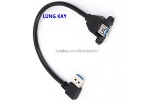 USB 3.0 Extension Right Angle Adapter Braid Shielded Panel Mount with Screw Hole Type a Male to a Female External Computer Cable
