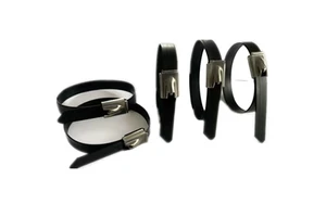 Free Sample 4.6mm X 200mm Self-Locking Metal Zip Tie 304 316 Ball Lock PVC Coated Stainless Steel Cable Tie For Solar Panels