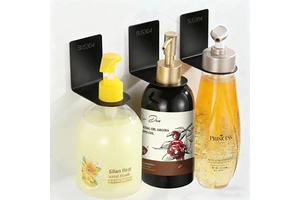 Self Adhesive Wall Mount Liquid Soap Dispenser Holder 304 Stainless Steel Shampoo Conditioner Holder Soap Bottle Holder