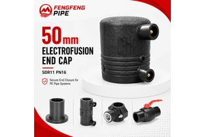 50mm HDPE Electrofusion End Cap-Durable Leakproof PN16 Pressure Black Color Wholesale
