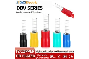 DBD Series Vinyl Wire End Caps Connector Double Crimp Blade Terminals PVC Insulating Copper Material for Cable Lugs