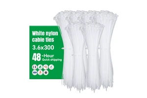 Smooth Edge Nylon Cable Ties 3.6*300mm 40LBS Strong Hold, Anti-Scratch for Computers, TVs, Printers - Neat Cable Routing