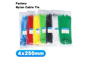 Self-Locking Zip Ties 10 Inch 40LBS Tensile Strength Colored Nylon Cable Ties 100 Pack Flexible Durable Black White