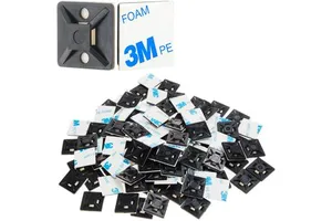 20x20mm Yellow Glue Cable Wall Tie Bracket Self-Adhesive Nylon Plastic Zip with Clamp Mount for Cable Management