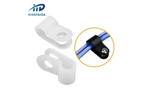 White Nylon R Type Cable Clip 3/ 16 Inch Cable Organizer Clip Black Wire Clips Plastic Nylon Cable Clamp