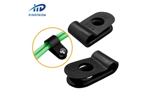 China Eco-Friendly 1000 Pcs Pack White Black Nylon Plastic R-type Cable Clamp Clips 1/8" Cord Clips for Wire Management