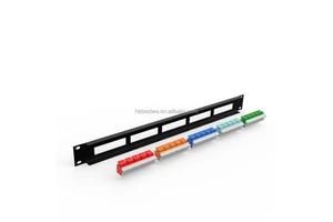 Wholesale Price 25/50port UTP RJ11 Unshielded Fiber Optic Patch Panel Cat3 RJ45 Connector Type Black 19 Inches 1U FTTX Metal