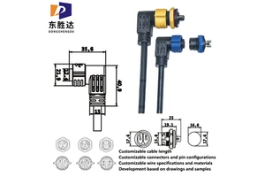 M16 Elbow Waterproof Connector IP67 Right Angle Panel Mount Self Locking Industrial Cable Connector PA66 Copper Alloy OEM Supply