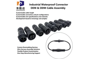 Custom Waterproof Cable Assembly 2-8pin 4A 10A 15A IP67 IP68 Overmolded Connector PA66 Copper Alloy Male Female